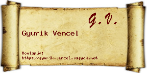 Gyurik Vencel névjegykártya